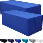 2 Packs Rectangle Fitted Tablecloth, 6 Foot Washable Fabric Table Cloth, Waterproof Polyester Table Cover for Party, Trade Show, Outdoor and Indoor (Blue, 30" x 72")