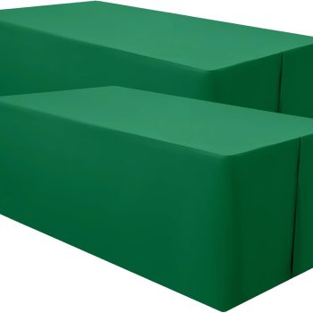 2 Packs Rectangle Fitted Tablecloth, 6 Foot Washable Fabric Table Cloth, Waterproof Polyester Table Cover for Party, Trade Show, Outdoor and Indoor (Hunter Green, 30" x 72")