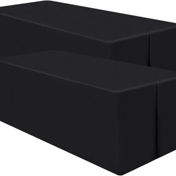 2 Packs Rectangle Fitted Tablecloth, 6 Foot Washable Fabric Table Cloth, Waterproof Polyester Table Cover for Party, Trade Show, Outdoor and Indoor (Black, 30" x 72")