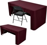 2 Pack 6' Fitted Tablecloth Burgundy Trade Show Table Cloth-Open Back Valentines Tablecloth Washable and Wrinkle Resistant Rectangular Trade Show Table Cover for Parties, Banquet, Baby Shower