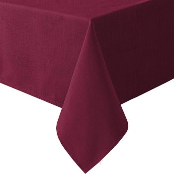Linen Textured Table Cloths 60 x 120 Inch Premium Solid Tablecloth Spill-Proof Waterproof Table Cover for Dining Buffet Feature Extra Soft and Thick Fabric Wrinkle Free, Christmas Red