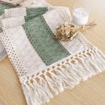 Sage Green Table Runner 72 Inches Long with Tassels Boho Macrame Farmhouse Table Runners for Home Decor Party Bohemian Rustic Bridal Shower Dining Decorations(12x72 Inches)
