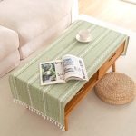 Linen Coffee Table Cloth, Rustic Farmhouse Coffee Table Cover for Living Room Tea Table Washer Dryer Fridge Top Dust Cover-Hollow Sage Green-20x60inch