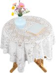 Lace Tablecloth, 35 × 35 Inch Square Small Table Cloth White Lace Tablecloth Vintage Tablecloths for Coffee Tables Crochet Lvory Tablecloths Embroidered Table Cover as Home Furniture Decoration