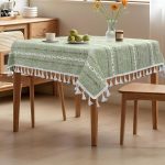 Boho Small Square Tablecloth 36''x36'', Sage Green Linen Coffee Table Cover, Summer Nightstand Cover Top, End Bedside Table Cloth Runner, Coastal Rustic Farmhouse Home Decor