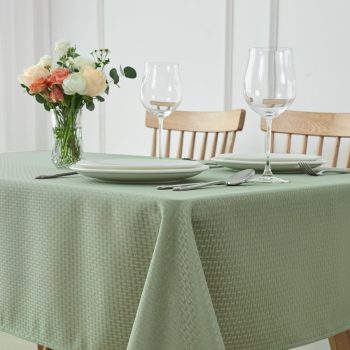 Rectangle Tablecloth Weaved Pattern Waterproof Spillproof Wrinkle Free Table Cloth, Kitchen Dining Tabletop Decoration, Fabric Table Cover for Holiday Parties, 52 x 70 Inch, Sage Green