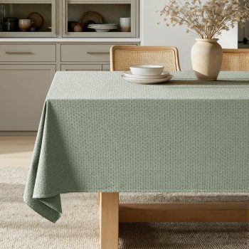 Sage Green Linen Cotton Table Cloth Rectangle Tablecloth Waterproof Spillproof Cross-Star Textured Table Cloth Decorative Farmhouse Style for Dining Party Weddings 52x70 Inch