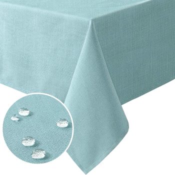 Linen Textured Table Cloths 60 x 120 Inch Premium Solid Tablecloth Spill-Proof Waterproof Table Cover for Dining Buffet Feature Extra Soft and Thick Fabric Wrinkle Free, Aqua