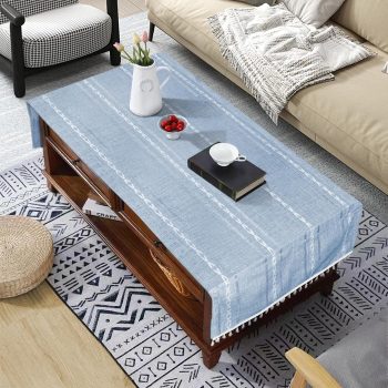 Coffee Table Cloth, Coffee Table Cover with Pockets and Tassel, Grey Jacquard for Living Room Small Rectangle Tablecloths Washer Dryer Fridge Top Dust Cover,Easy Care Machine Washable